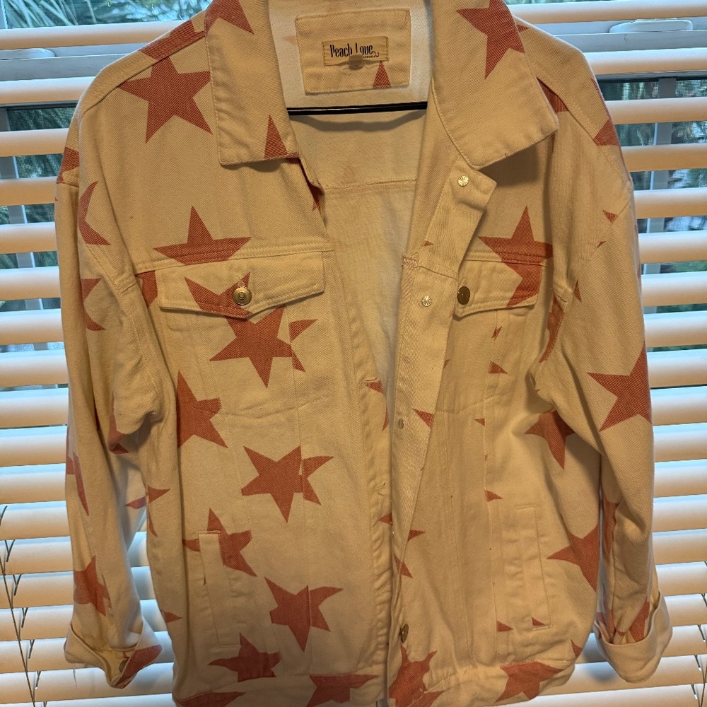 Peach Love Star Jean Jacket